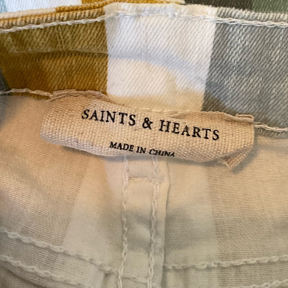Saints & Hearts Striped Raw Hem Bell Bottom Flare Jeans - Picture 8 of 11